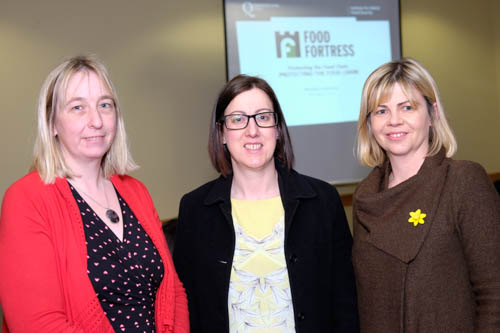 Alison Lowhan, John Thompson and Sons; Mary Preston, Moy Park and Amanda Keys, Devenish Nutrition, at the Food Fortress Members Meeting in Armagh. Photograph: Columba O'Hare