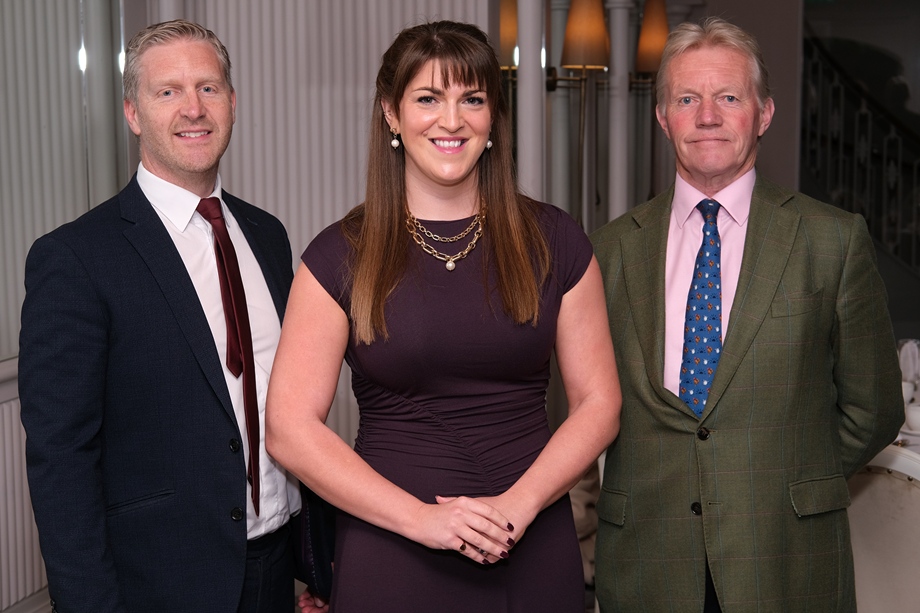 Gary McIntyre, President, NIGTA with Guest Speaker, Dr Anne Richmond, Pilgrims Europe and James McCulloch, AIC, at the NI Grain Trade Association quarterly meeting. Photograph: Columba O'Hare/ Newry.ie 
