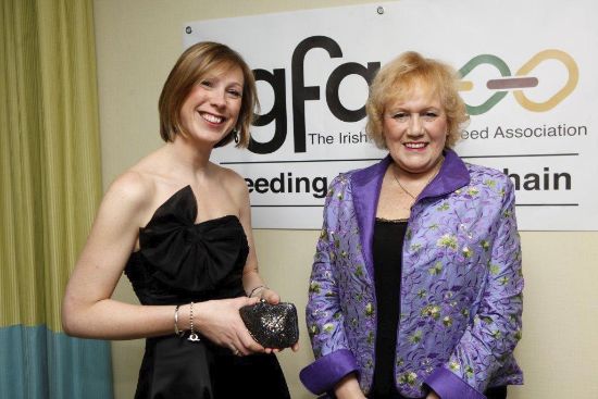 Leading grain trade ladies relax! Claudine Heron, President of NIGTA and Pamela Kirby Johnson, Director of the Grain and Feed Trade Association at the Irish Grain and Feed Association dinner in Dublin