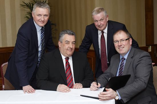 Office Bearers at the NIGTA AGM. From left: Patrick McLaughlin, Honorary Secretary; David O'Connor, Vice President; Stephen Burrell, Honorary Treasurer and Alan Johnston, President. Photograph: Columba O'Hare 