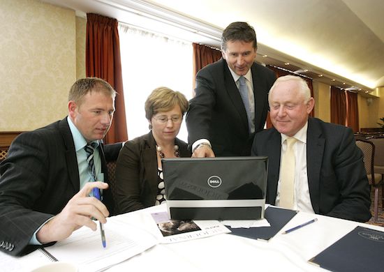 Declan Billington; President, goes through some of the points in his presentation at the NIGTA meeting with Alan Johnston; Fiona McCord and David Malseed.